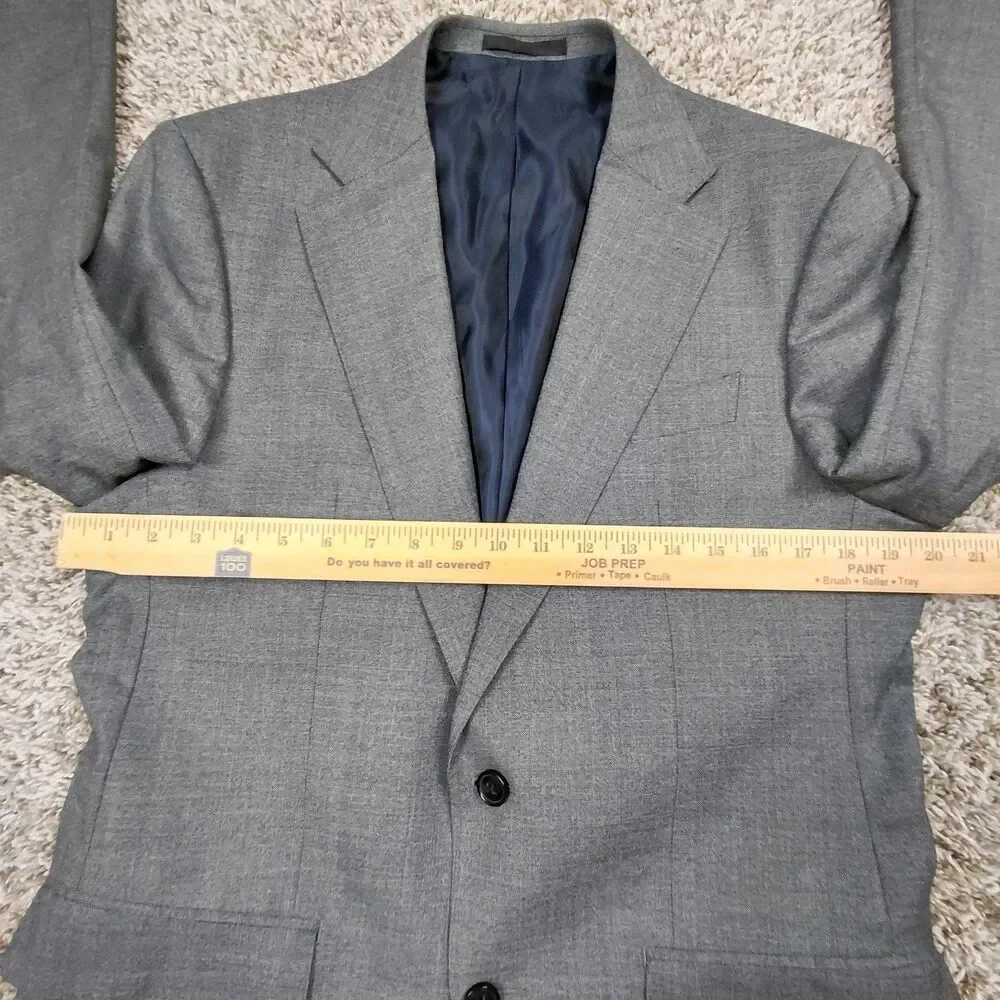 Spier & Mackay Blazer Men 40 Grey Two Button Guabello Super 130s Wool Sport Coat